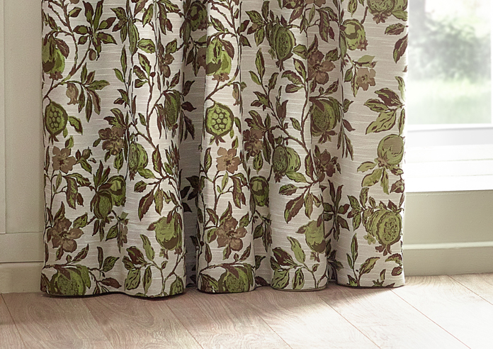 Pomegranate Pencil Pleat, Green - Ready Made Curtains - Image 6